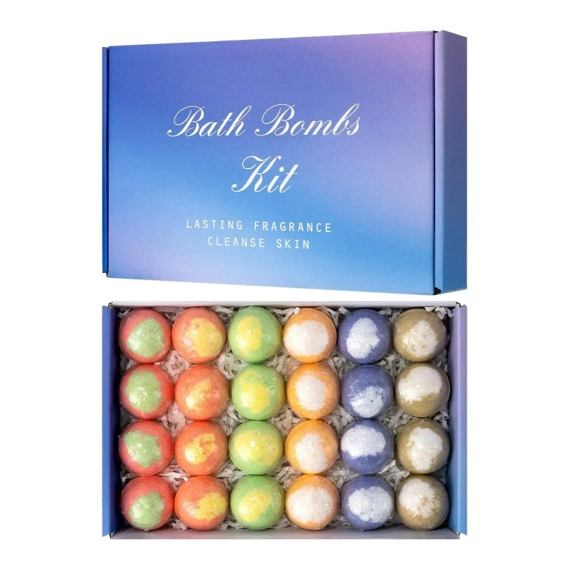 Organic Bath Bombs Gift Set – 24 Mini Handmade Bombs
